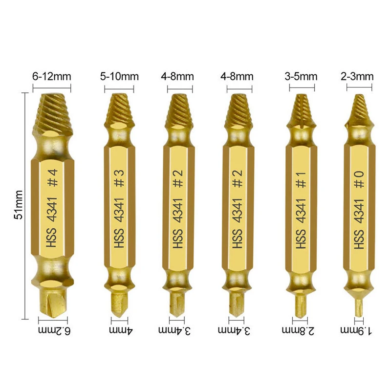 

6pcs Damaged Screw Extractor Drill Bit Set Easily Take Out Broken Screw,Bolt Remover Stripped Screws Extractor Demolition Tools