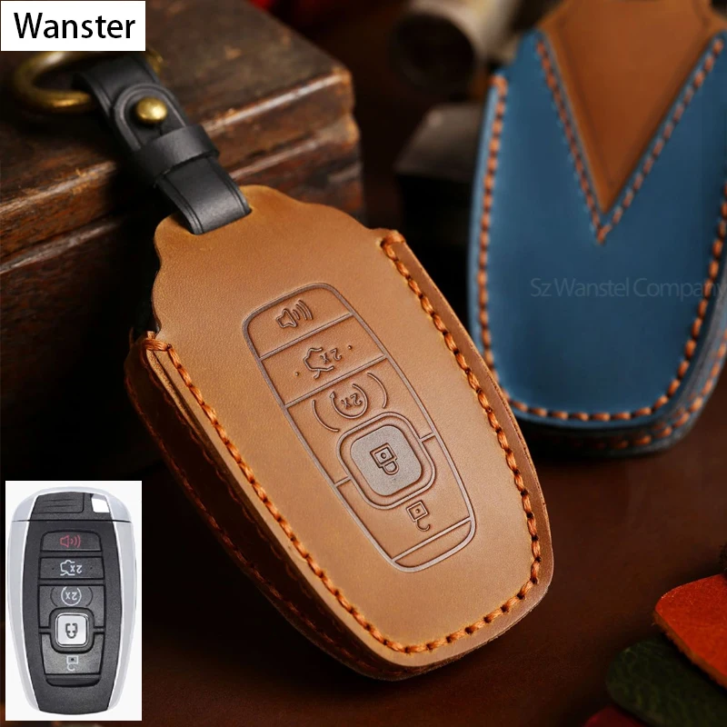 

Luxury Leather Key Case Fob Cover Key Bag for Ford Fusion Mondeo Mustang Explorer Edge EcoSport and Lincoln Mondeo MKC MKZ MKX