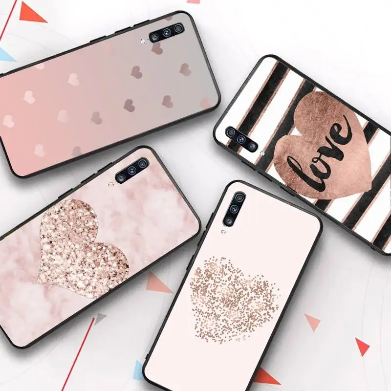 

Gold Rose Love heart Phone Case for Samsung A51 A30s A52 A71 A12 for Huawei Honor 10i for OPPO vivo Y11 cover
