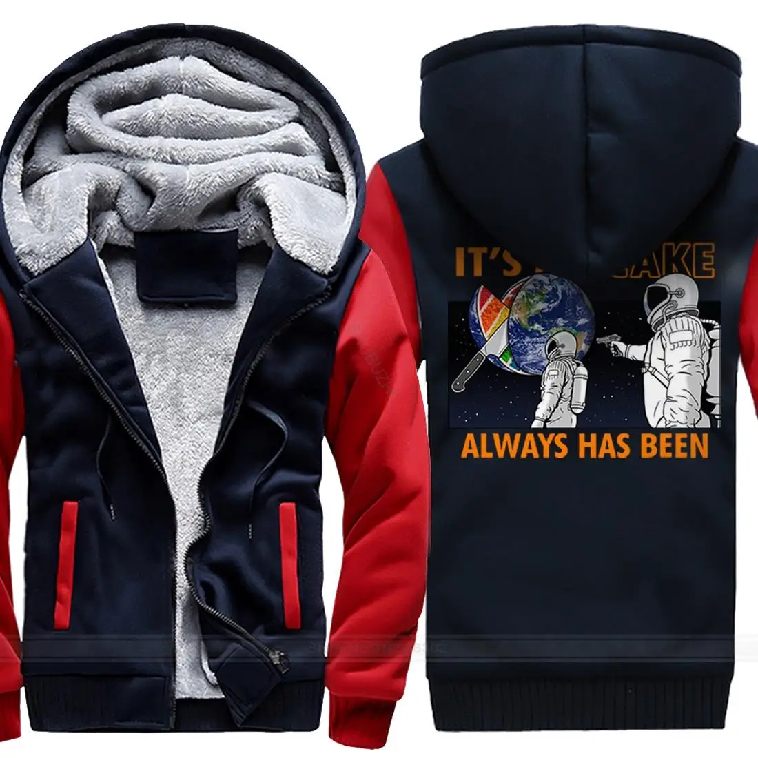 

Толстовка мужская флисовая с капюшоном, Повседневная Уличная куртка на молнии, с принтом астронавта, модная уличная одежда в стиле хип-хоп