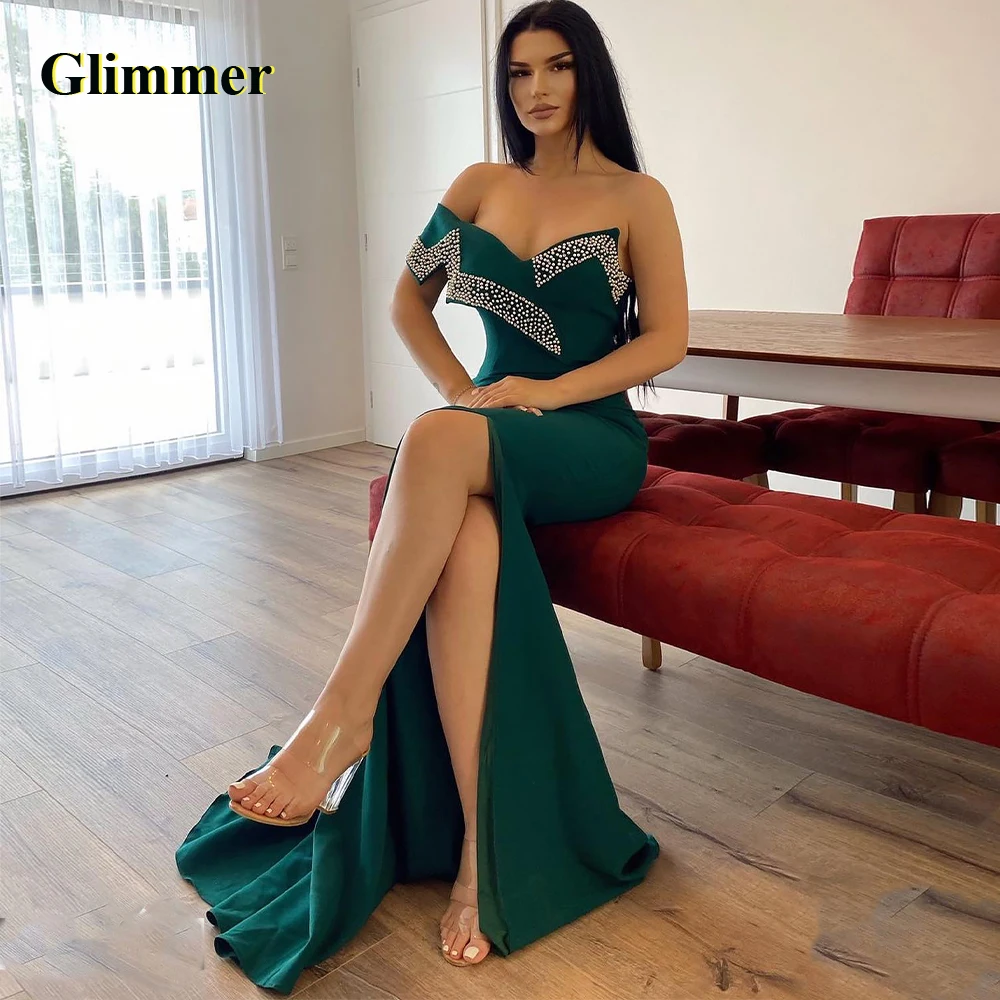 

Glimmer One Shoulder Sleeveless Evening Dresses Formal Prom Gowns Made To Order Quinceanera Vestidos Fiesta Gala Robes De Soiree
