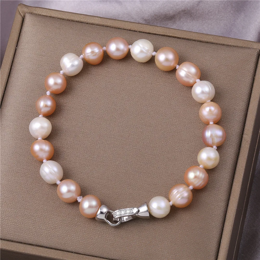 JUYA браслеты с пресноводным натуральным жемчугом для женщин и мужчин розовый