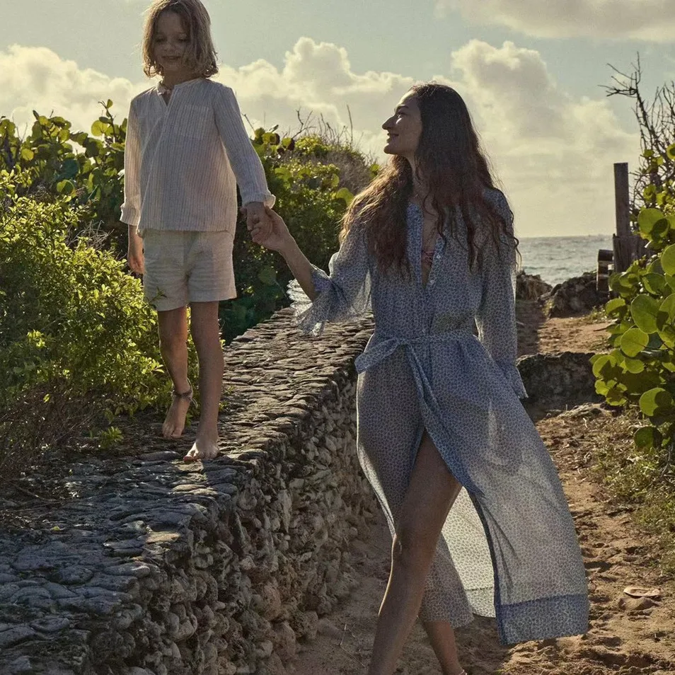 

Women Embroidery Edge Peter Pan Collar Printed Single Breasted Long Sleeve Waist Lace-up Holiday Long Dress