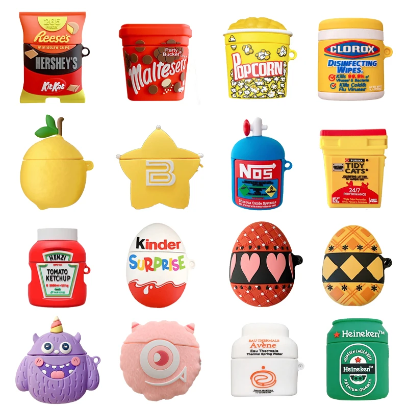 

3D Wine Bottle Snacks Earphone Case for AirPods 1 2 3 Pro Cartoon Monster Soft Silicone Earbuds Cover for AirPods Pro Case funda
