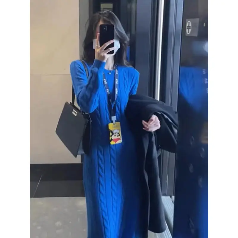 Синее платье-свитер Klein High Sense Royal Sister Super Nice Красивая внутренняя одежда