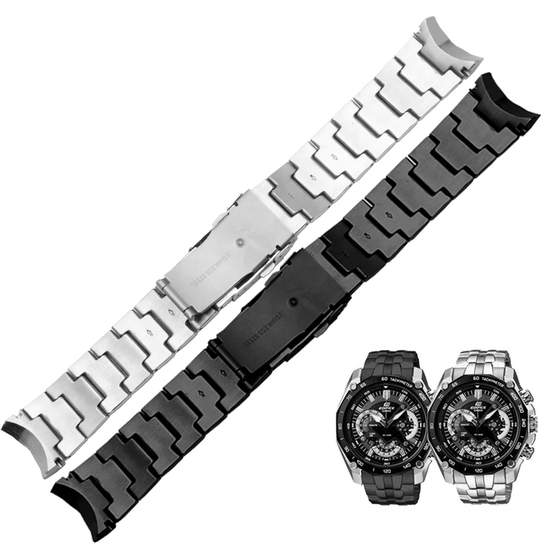 Фото Для Casio стальной ремешок для часов 5147 EF-550 Red Bull Limited Edition Series твердый браслет из нержавеющей стали 22 мм стальной черный №5