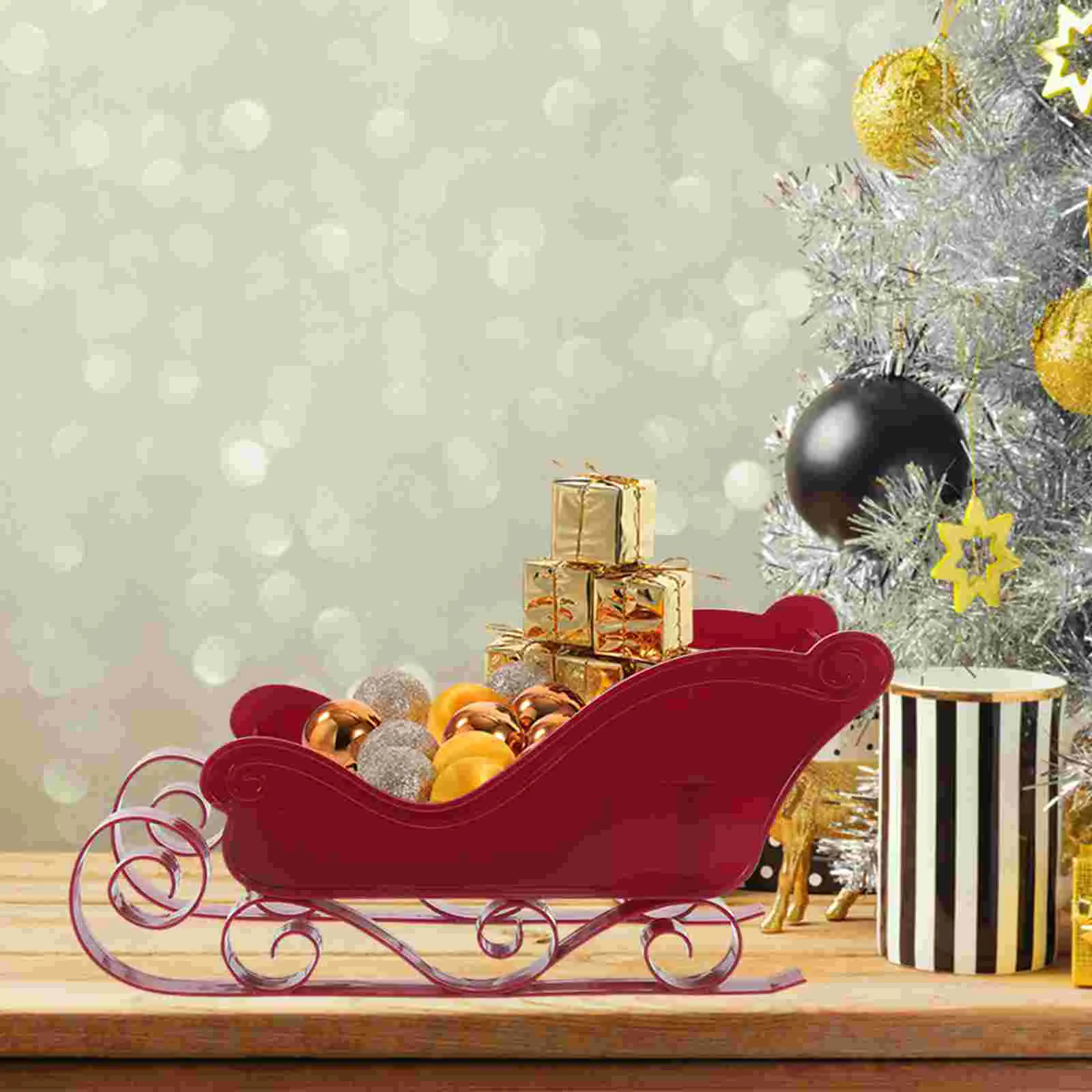 

Christmas Sleigh Adornment Decor Tabletop Snowmobile Desktop Plastic Ornament Exquisite House Decorations Home