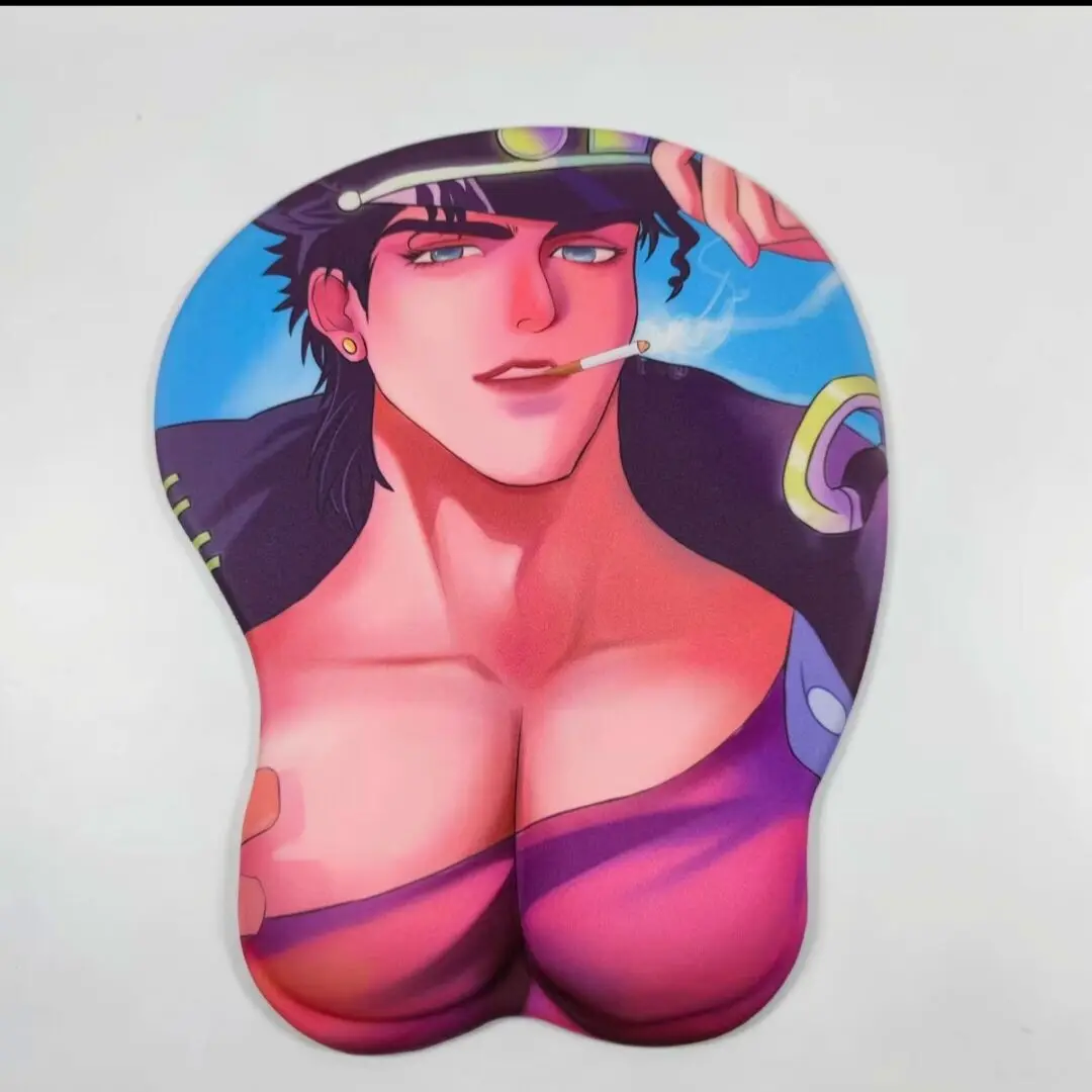 

Anime JoJo's Bizarre Adventure KUJO JOTARO 3D Soft Chest Mouse Pad Japan Desk Gaming Mat Wrist Rest Otaku Xmas Gifts Cosplay