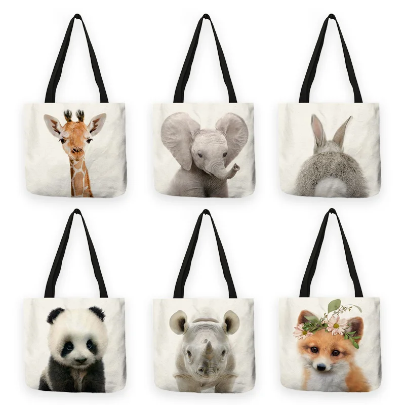 

New Cute Animal Series Panda Koala Elephant Print Women Handbag Casual Tote Shopping Bag Large Capacity