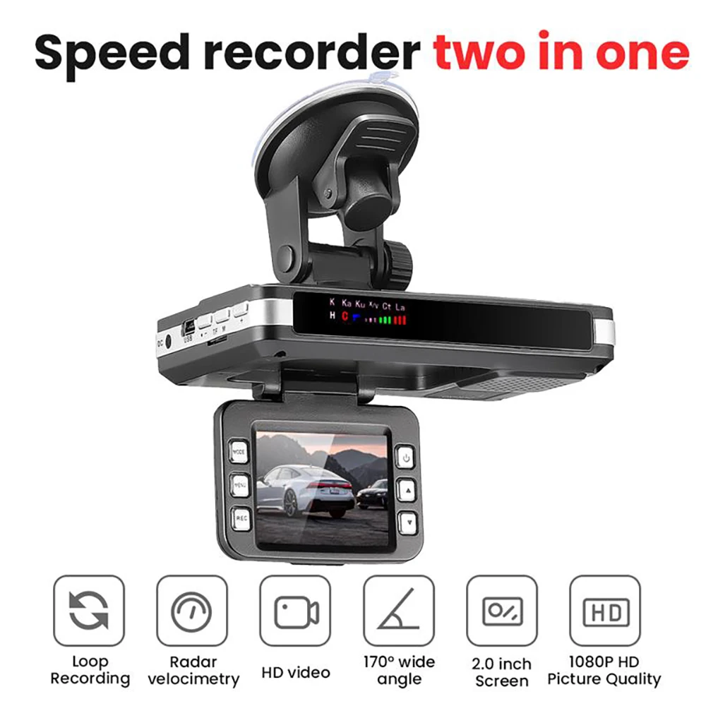 

Radar Detector Car DVR 2 In 1 Dash Cam Auto Video Recorder Full HD 1080P Car Flow Velocity Radar Speed Detector Russian Language