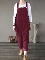 vintage corduroy overalls women autumn jumpsuits zanzea 2022 casual suspender rompers female solid pantalon oversized pants