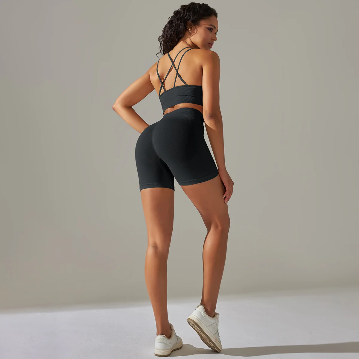 2023 New Gym Set Women Sport Top Leggings Two Piece Yoga Set Seamless Short Suit Sexy Backless Bra Workout Clothes Summer Outfit