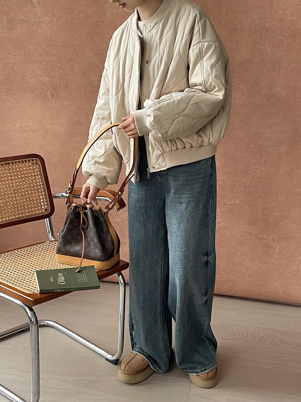 Ретро чайный тон ~ Zichuan повседневное теплое пальто с хлопковой подкладкой для