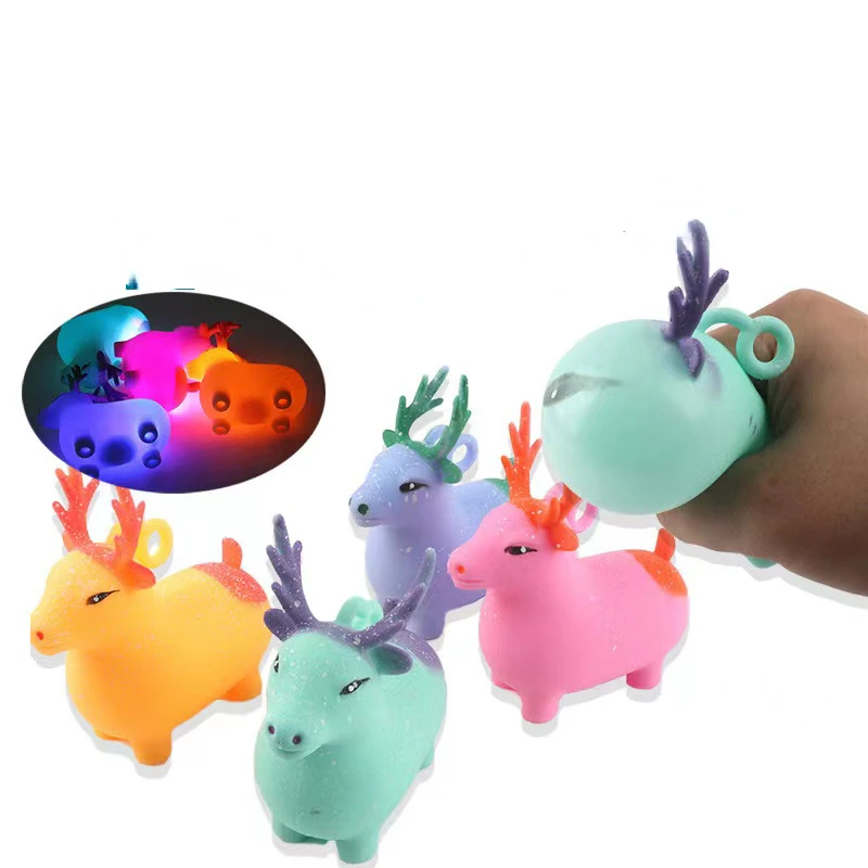 

Led Flashing Christmas Elk Squishy Slow Rising Stress Relief Squeeze Toys for Kids TPR Decompression Toy