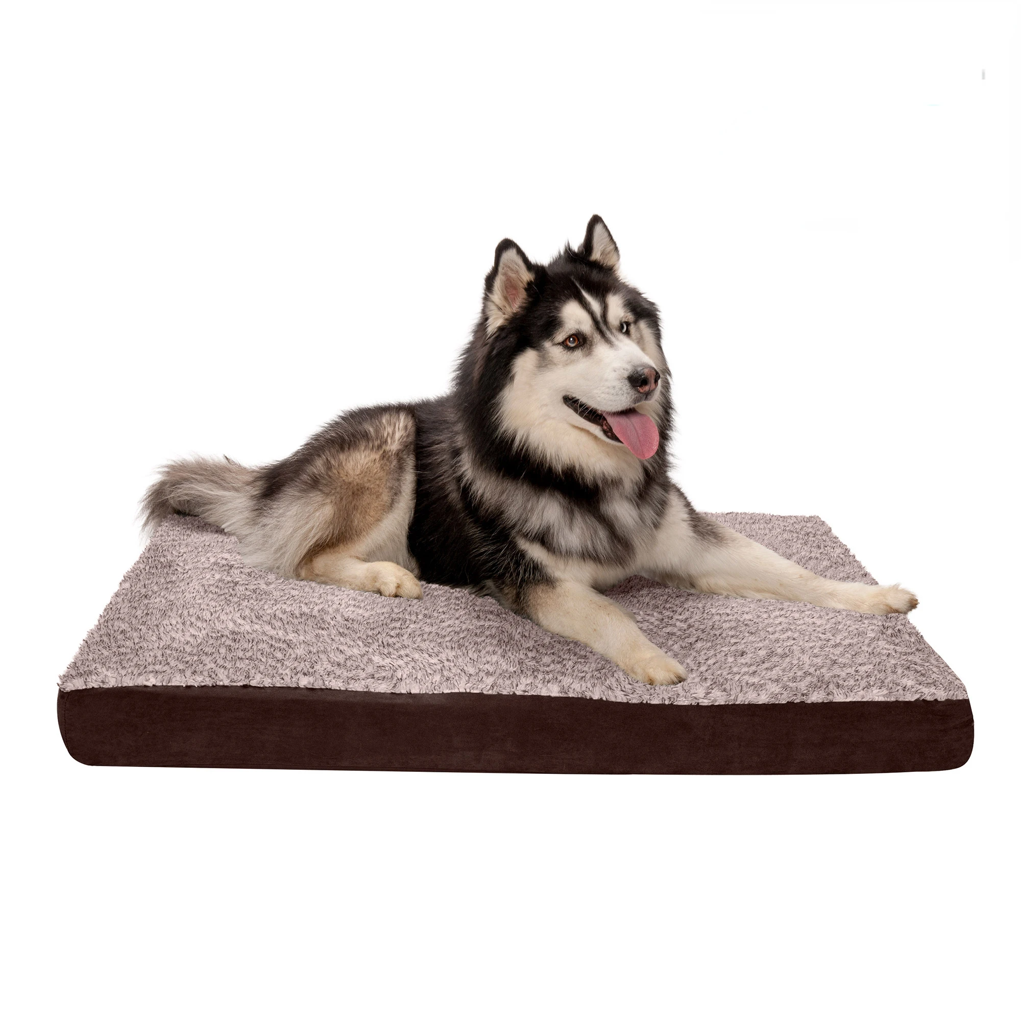 

| Two-Tone Faux & Suede Orthopedic Pet Bed for Dogs & Cats, Espresso, Jumbo