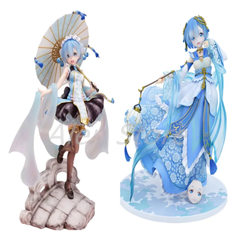 

Anime Figure Re0:Life In A Different World From Zero Flower Umbrella Lolita Rem Figurine Toy for Boy Cartoon Action Figures