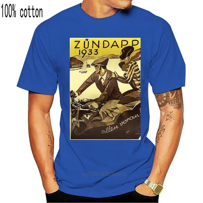 Мужская винтажная мотоциклетная футболка Funy... реклама Zundapp 1933. Женская tshirs -