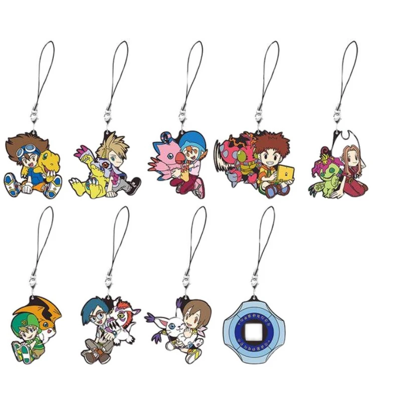 Digimon аниме Agumon Gabumon Gatomon Patamon Tentomon Piyomon Gomamon Bandai резиновый брелок игрушки подарок