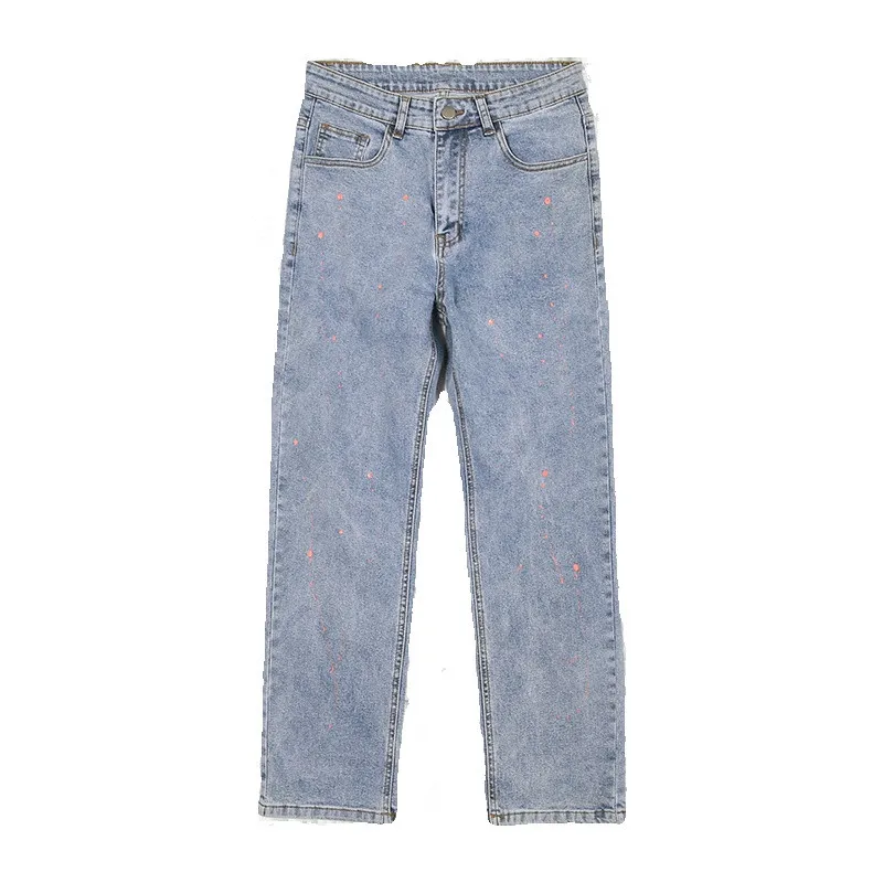 Splash Ink Blue/Black Jeans Men Fashion Stretch Casual Baggy Jeans Men Streetwear Loose Hip Hop Straight Denim Pants Mens M-3XL