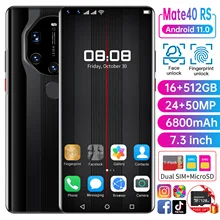 Global Version 7.3inch Ture Fingerprint Unlock 5G Smartphone with 16GB+512GB for Huawei Mate40 RS Cellphone Samsung Mobile Phone