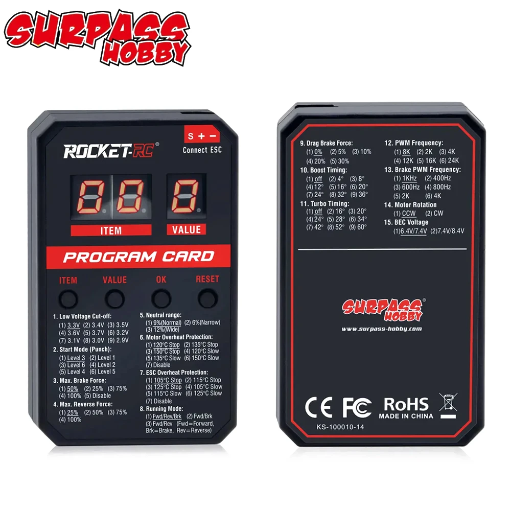 Surpasshobby Surpass Hobby Rocket V2 Supersonic 50A 60A 90A 110A 2-3S Водонепроницаемый бесщеточный ESC 5.8V/5A BEC