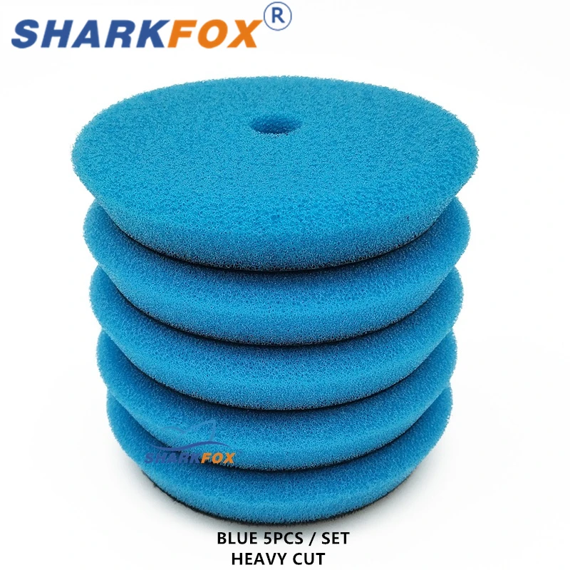 

Sharkfox 5 шт./лот 5 "(125 мм)/6" 150 мм) полировальные подушечки для автомобиля Т-образная губка для DA/RO/GA автомобильный буферный полировщик