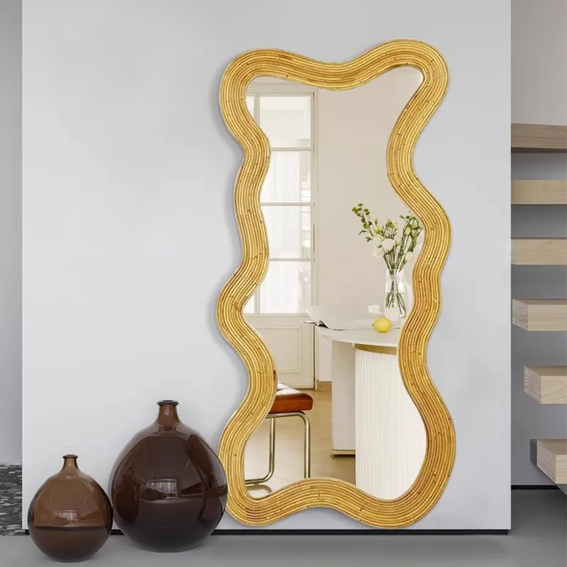 

Full Body Women Mirror Makeup Craft Nordic Irregular Large Aesthetic Mirror Cute Gold Design Decoration Maison Decoration