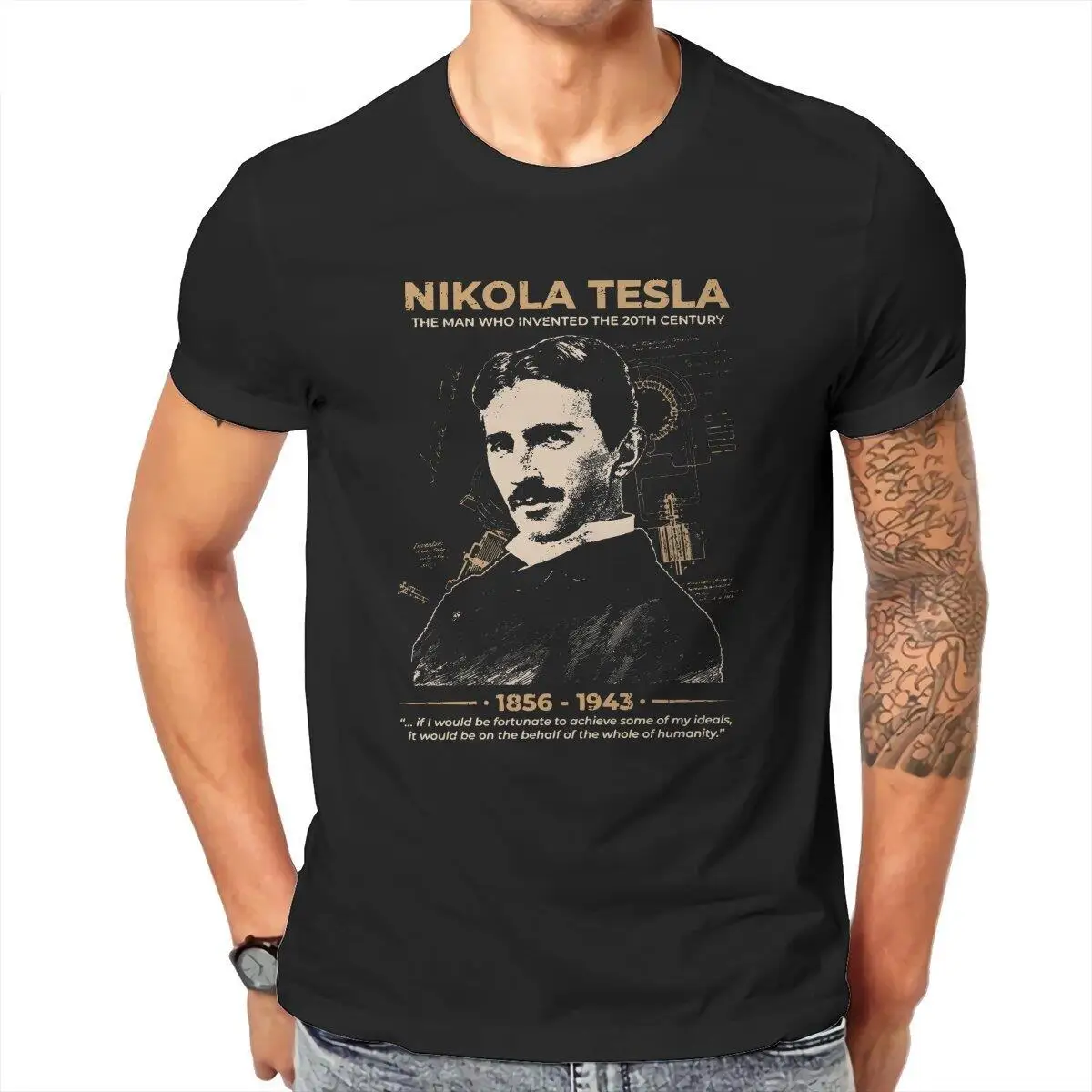 

Nikola Tesla T Shirt Men Cotton Casual T-Shirts Scientists Subject Inventor Physics Science Tees Short Sleeve Clothes 4XL 5XL