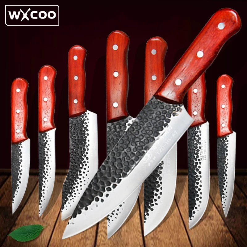 

Кухонный кованый нож из нержавеющей стали, нож шеф-повара для нарезки мяса, мясника, фруктов, овощей, инструмент для резки барбекю