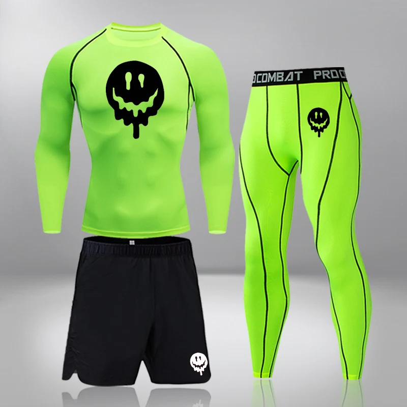 

Mens Tracksuit Sports Jogging Running Quick Dry Set Rashgard Gym Clothing Fitness Workout Tight Thermal Clothing Compression Set