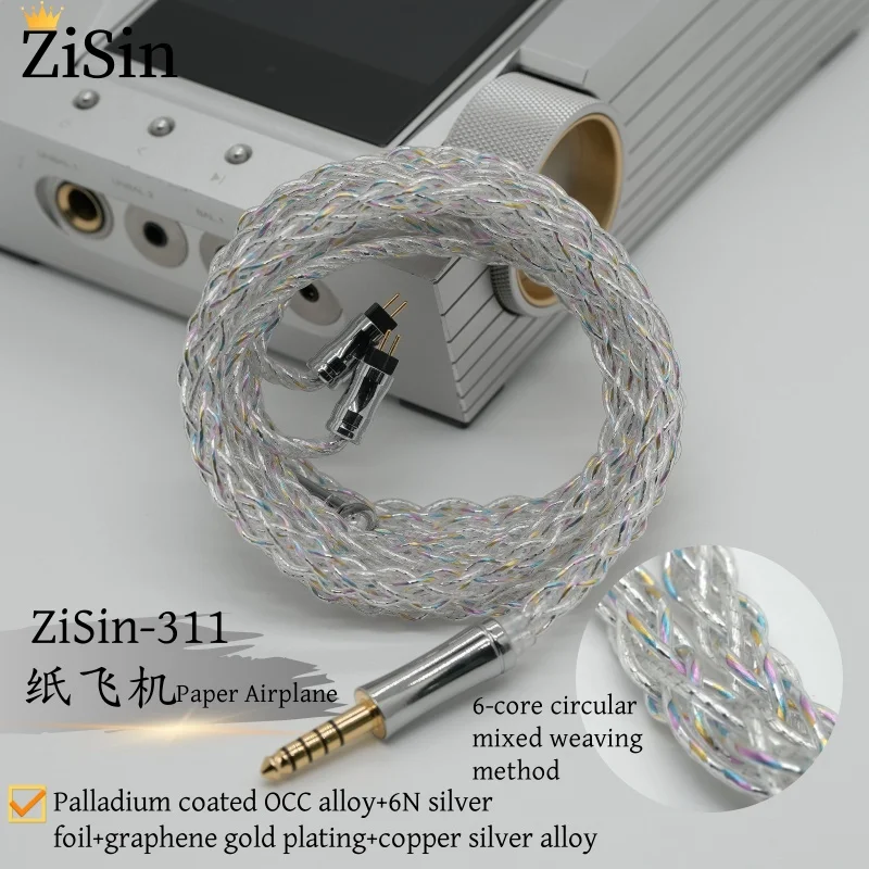 Фото ZiSin-311 6-ядерный HIFI-кабель для обновления наушников с 3,5/2,5/4,4 мм MMCX/QDC/TFZ 0,78 2-контактный для SennheiserHD800 Westonе W60 MOONDROP №1
