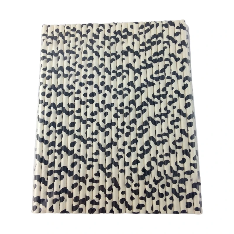 

F63A 100 Pcs Party Paper Straws Stripe Dots Stars Disposable Paper Straws for Party