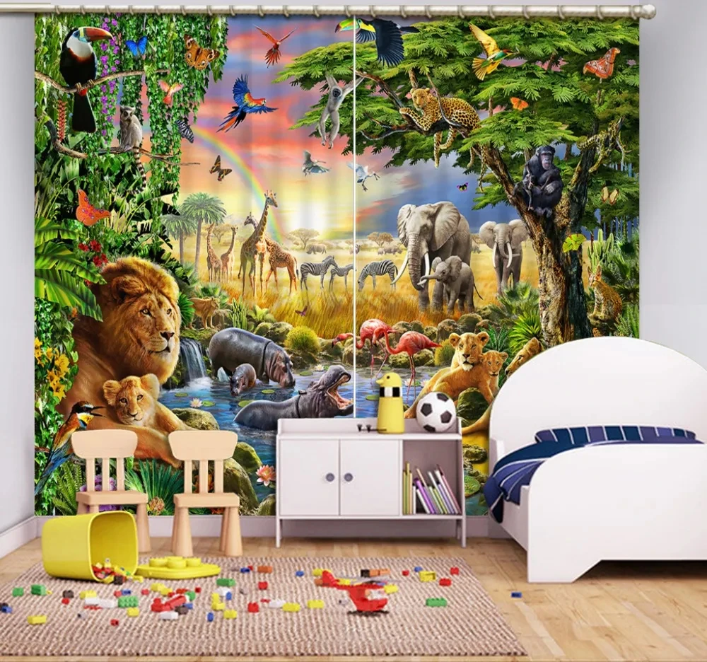 

Шторы с мультяшным 3D-принтом милых животных для девочек, мальчиков, малышей, детской комнаты, спальни, гостиной, солнцезащитные шторы на заказ