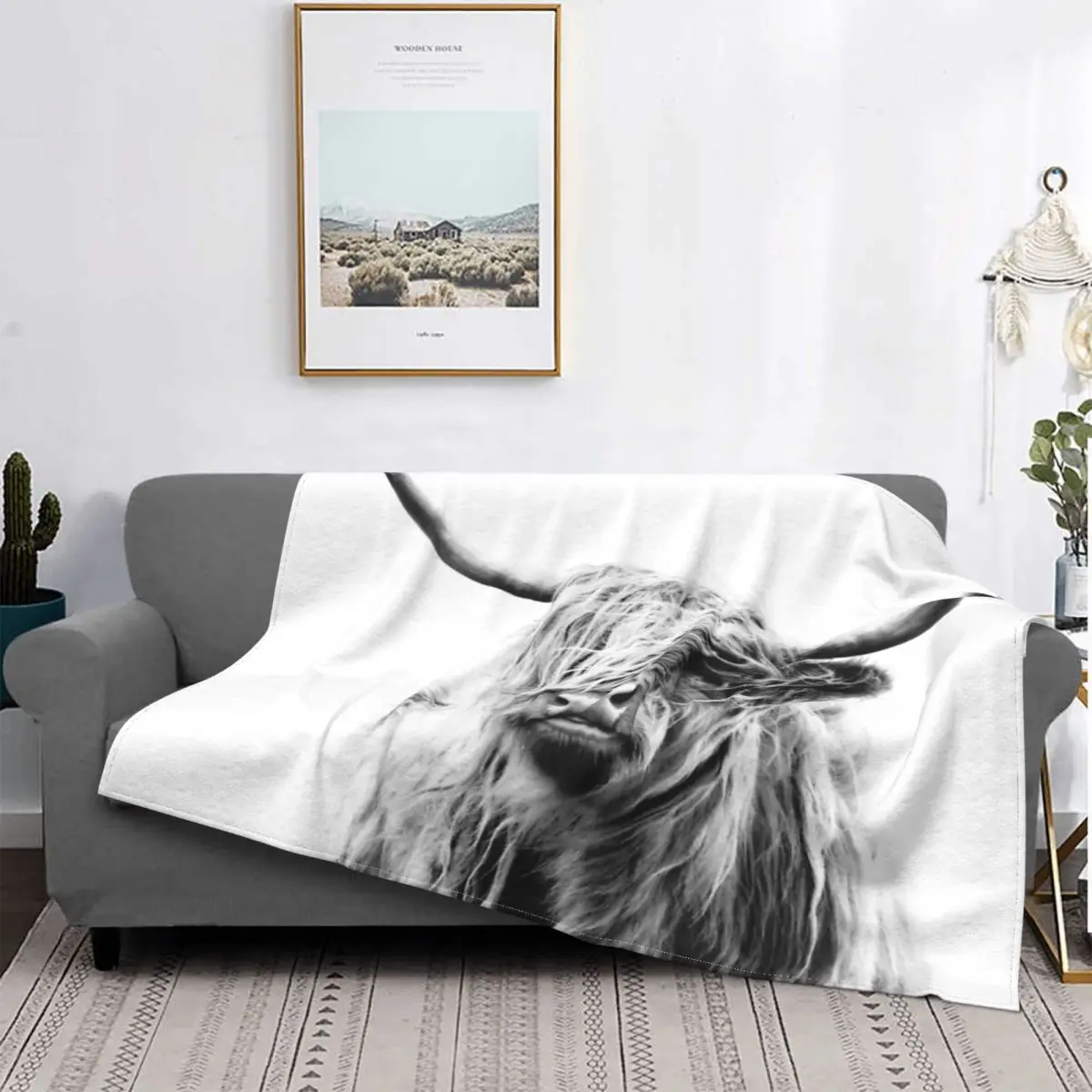 Portrait Of A Highland Cow 3 Blanket Bedspread On The Bed Living Room Bedspreads For Double Bed Keep Warm Hairy Winter Bed