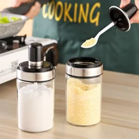 convenient transparent container spice jars seasoning bottle with spoon saltpepper shakers sugar glass utensils kitchen tools