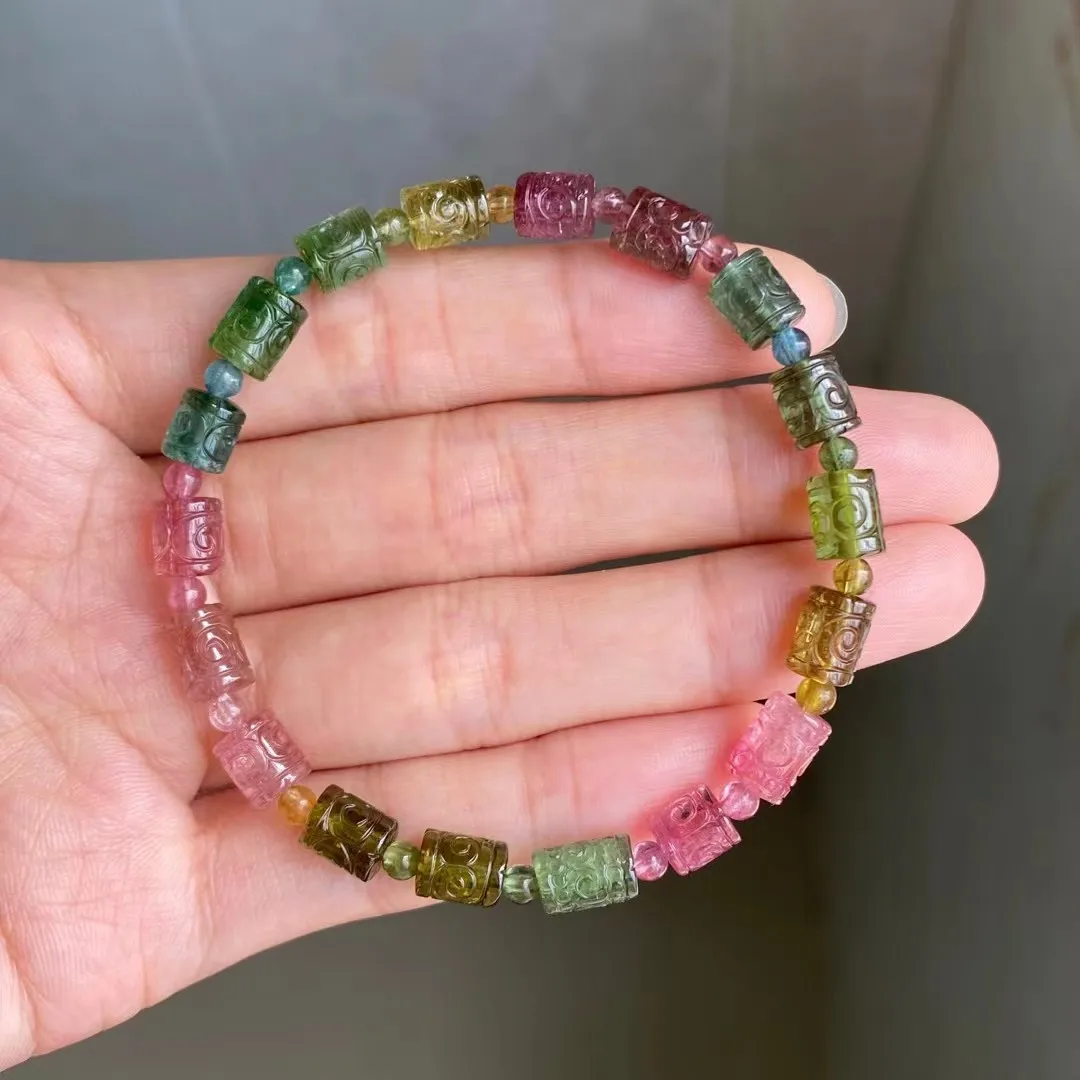 

6mm Natural Colorful Tourmaline Crystal Bracelet For Women Lady Men Beauty Love Gift Crafted Beads Stone Strands Jewelry AAAAA