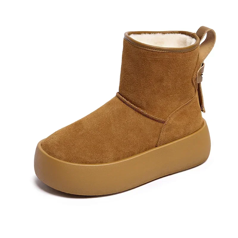 Новинка 2024 зимние ботинки удобные однотонные среднего размера универсальные