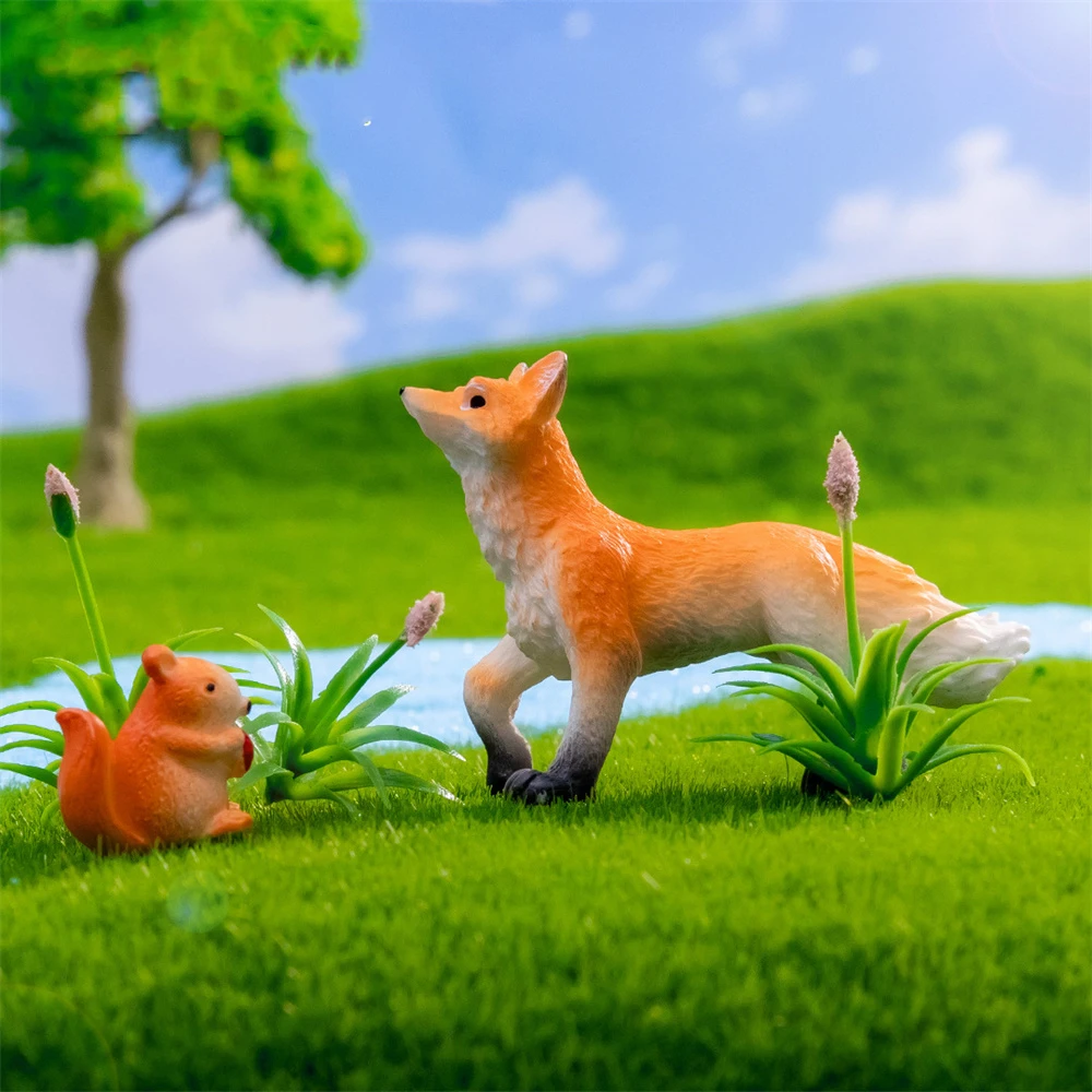 Маленькие симпатичные Мохи реалистичные скульптуры лисы из смолы миниатюрные