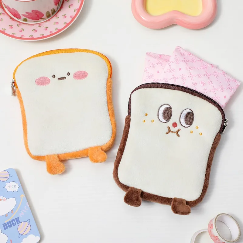 

Cartoon Toast Plush Pencil Pouch Earphones Miscellaneous Storage Bag Student Cute Pencil Bag School Office Stationery