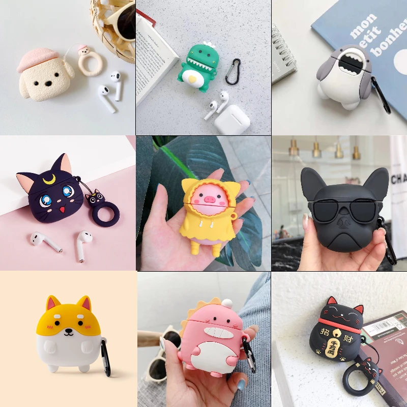

Чехол для AirPods, защитный силиконовый чехол с 3D рисунком милых мультяшных животных для Airpods 1 2 Pro, чехол для наушников AirPods