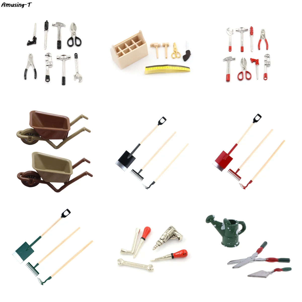 

5Pcs/Set Mini Repair hand Tools Simulation Hammer Wrench Saw Pliers Screwdriver Model Toys 1/12 1/6 Dollhouse decor Accessorie