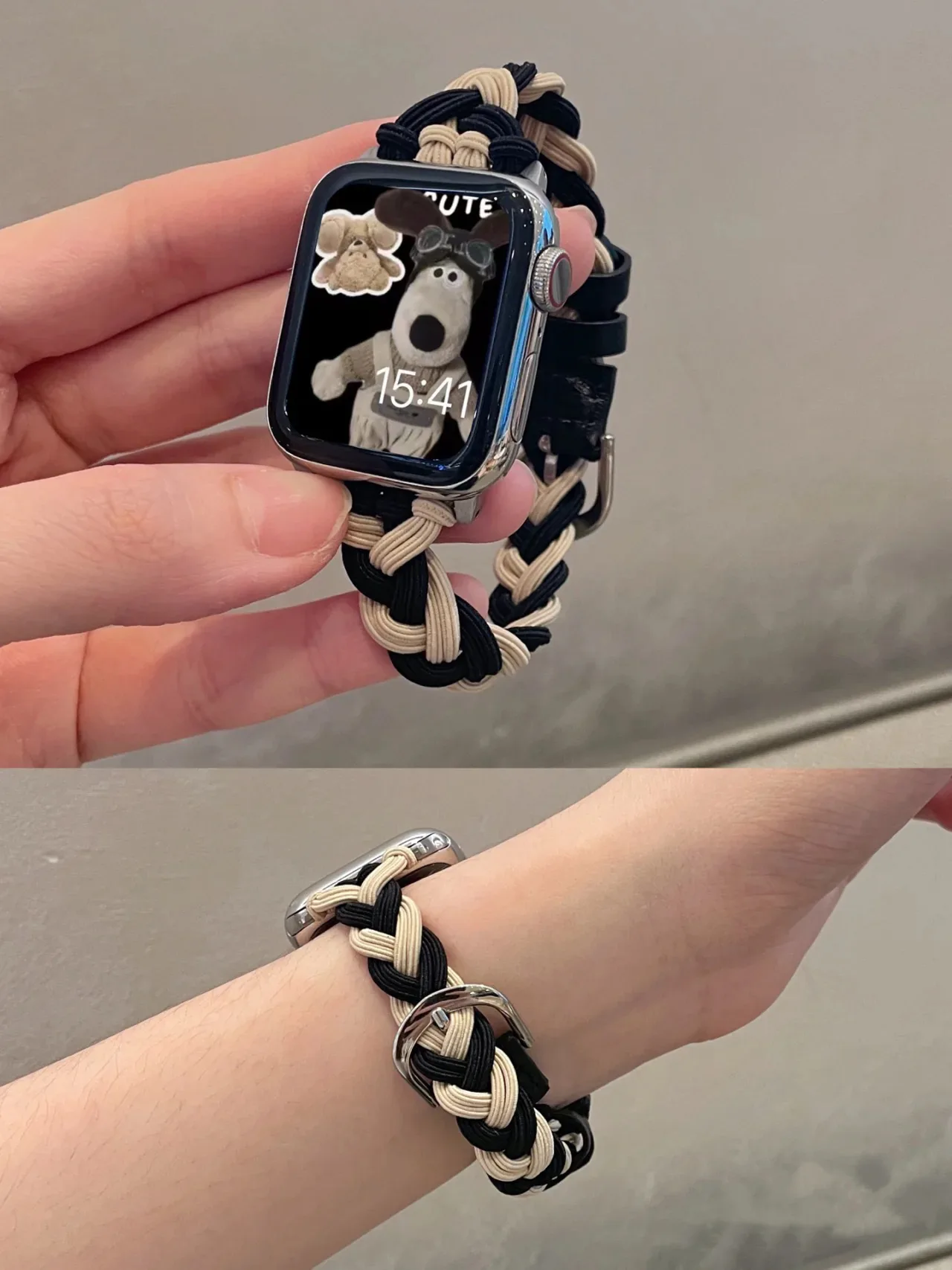 

For applewatch8 elastic woven nylon strap s7 Apple Watch iwatch6SE654321 female