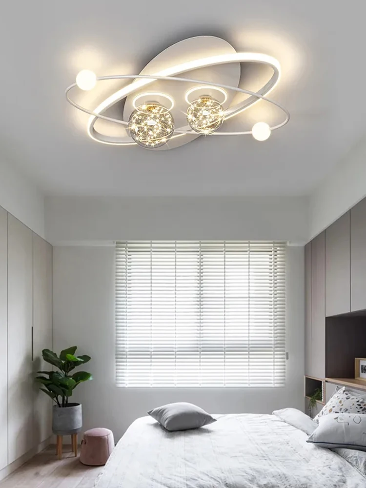 

LED Chandelier Nordic Creative Simple White/Black Oval Remote Control Ceiling Lamp Suitable Decorating Bedroom Living Room Lamps
