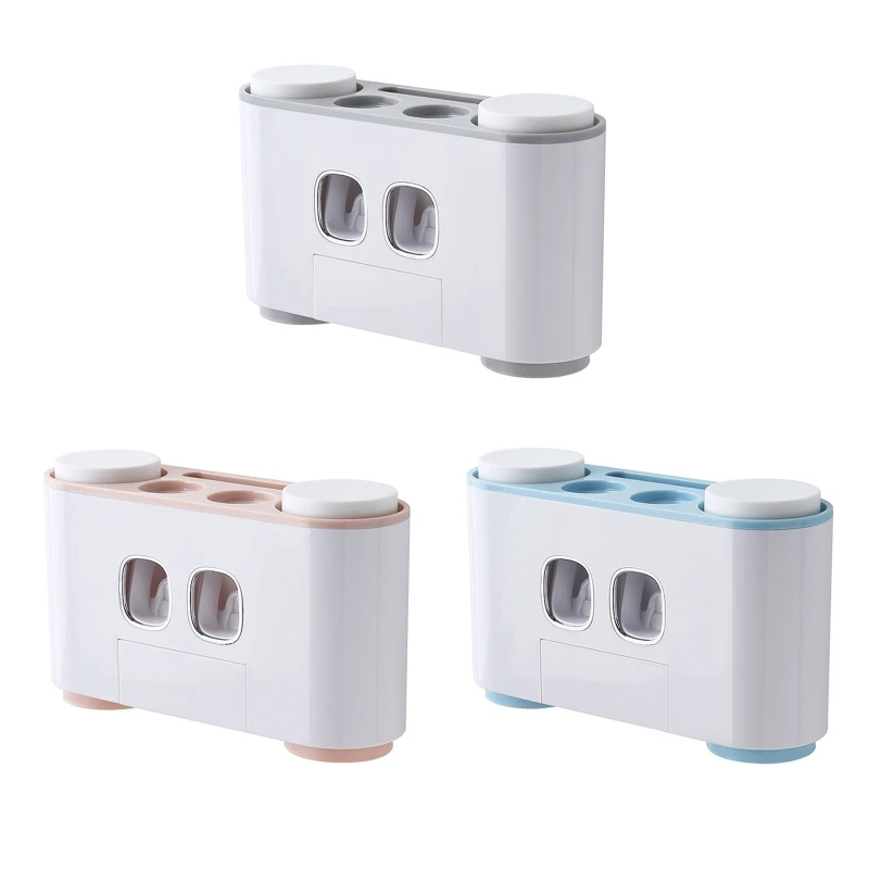 

68UC Wall Mount Toothbrush Holder Automatic Toothpaste Squeezer Mouthwash Cup Rack