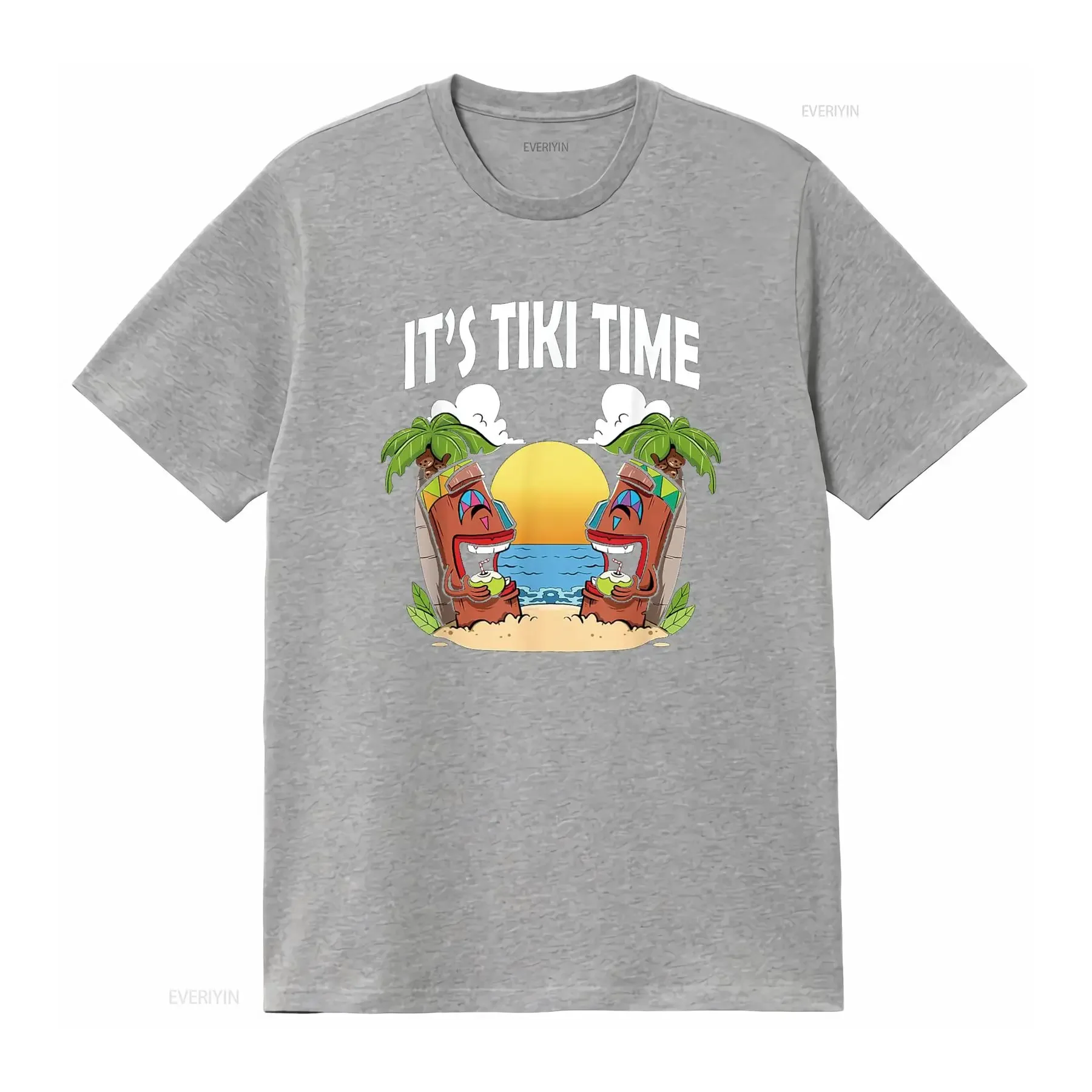 Фото Футболка Тики для мужчин Head It s Time Hawaiian Luau женская винтажная стираная унисекс дышащая растянутая слегка графическая повседневная футболка №4