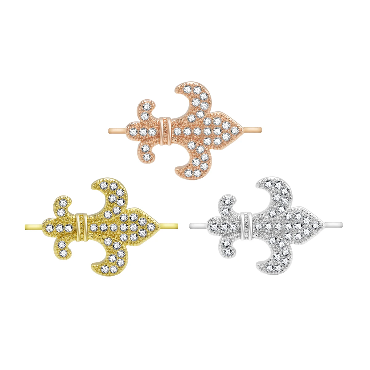 Trendy White Zirconia 3 Color Flower Pendant Earring Jewelry Making Necklace Bracelet Gift DIY CZ Accessories Supplies Wholesale