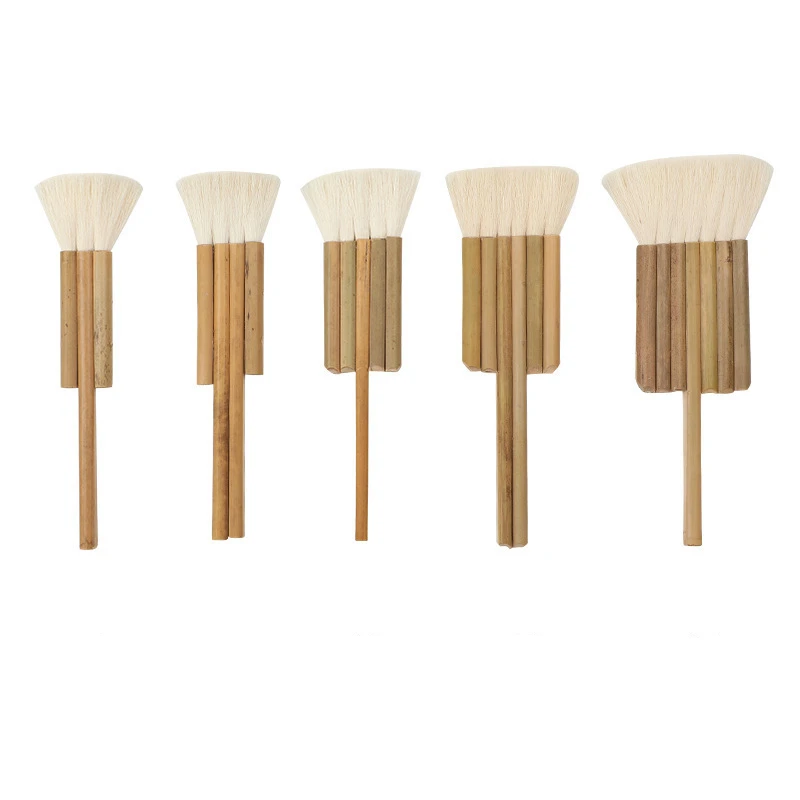 Flat Soft Goat Hair Hake Paint Brush Bamboo Handle Brushes for Watercolor Gouache Traditional Chinese Painting Art Supplies