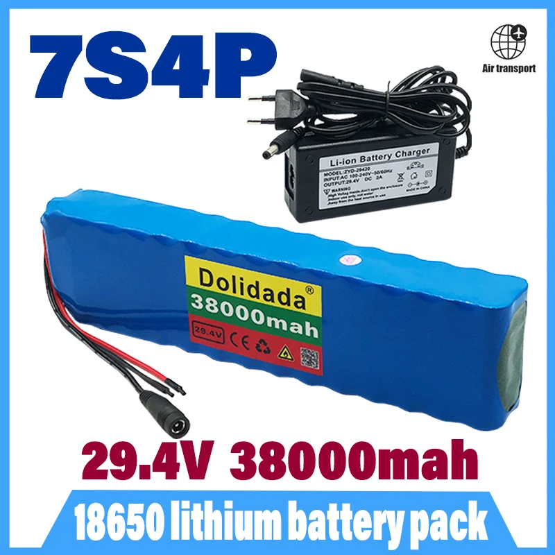 

7s4p 24V 38ah 29.4V 18650 Lithium Ion Battery Pack 38000mah Built-in BMS Electric Bicycle Unicycle Motorcycle Wheelchair Motor