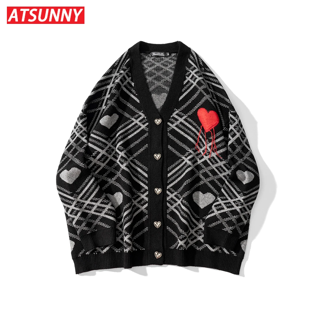 

Женский трикотажный свитер ATSUNNY, черный Свитер оверсайз в стиле хип-хоп, уличная одежда в стиле Харадзюку, Осень-зима