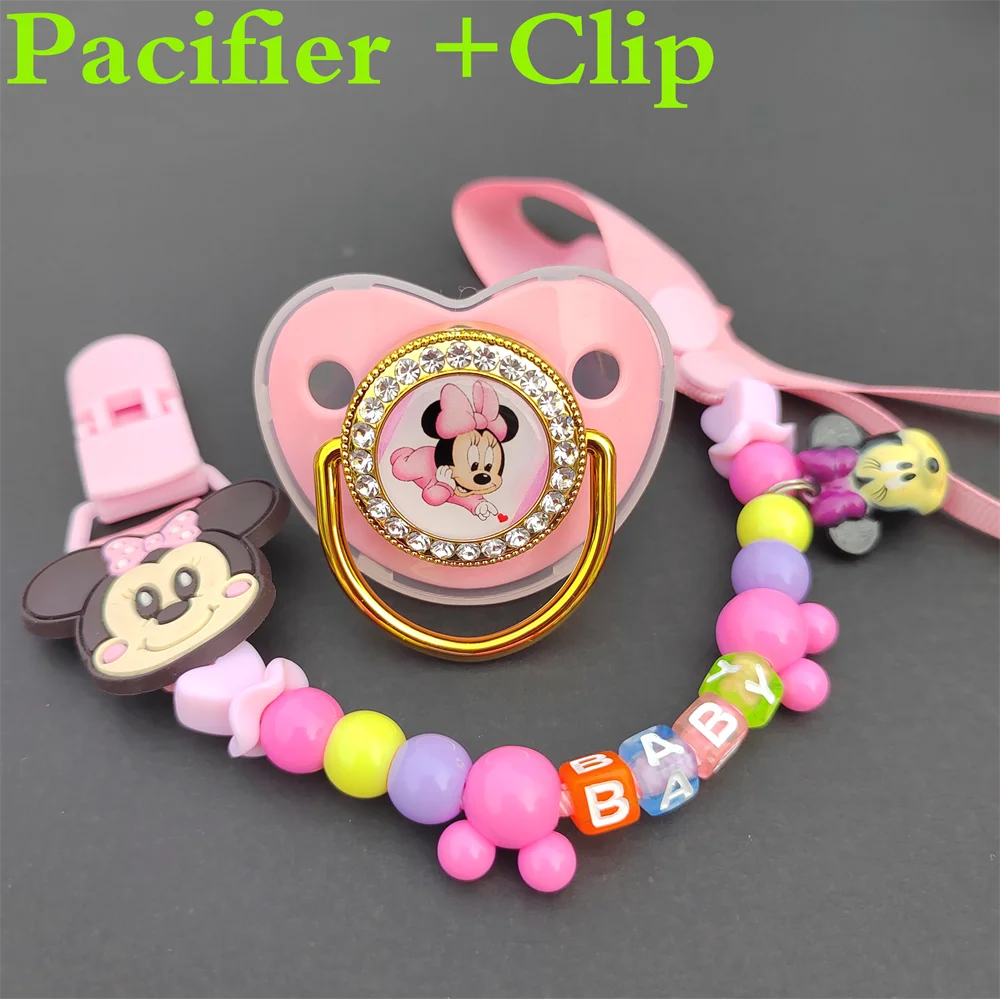 

Christmas Mickey Mouse Pacifier Bling Pacifier Clip BPA Free Newborn Gift Pacifier Baby Products Baby Shower Gifts chupetes0-24M